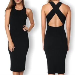 360 SWEATER brand Black Bodycon Dress Made of Italian Yarn NWT